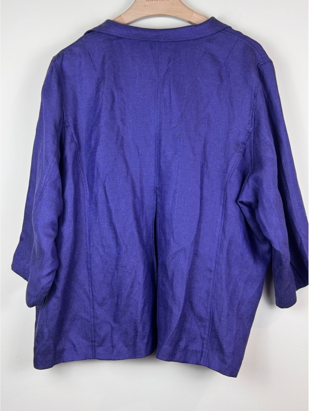 Eileen Fisher Linen Basket Sheen Jacket 3X Purple Open Front 3/4 Sleeve - Picture 8 of 12